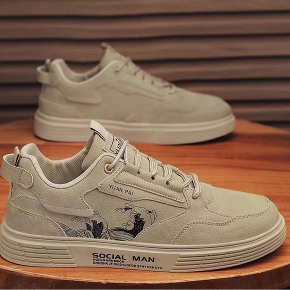 tan high-top sneakers with 
